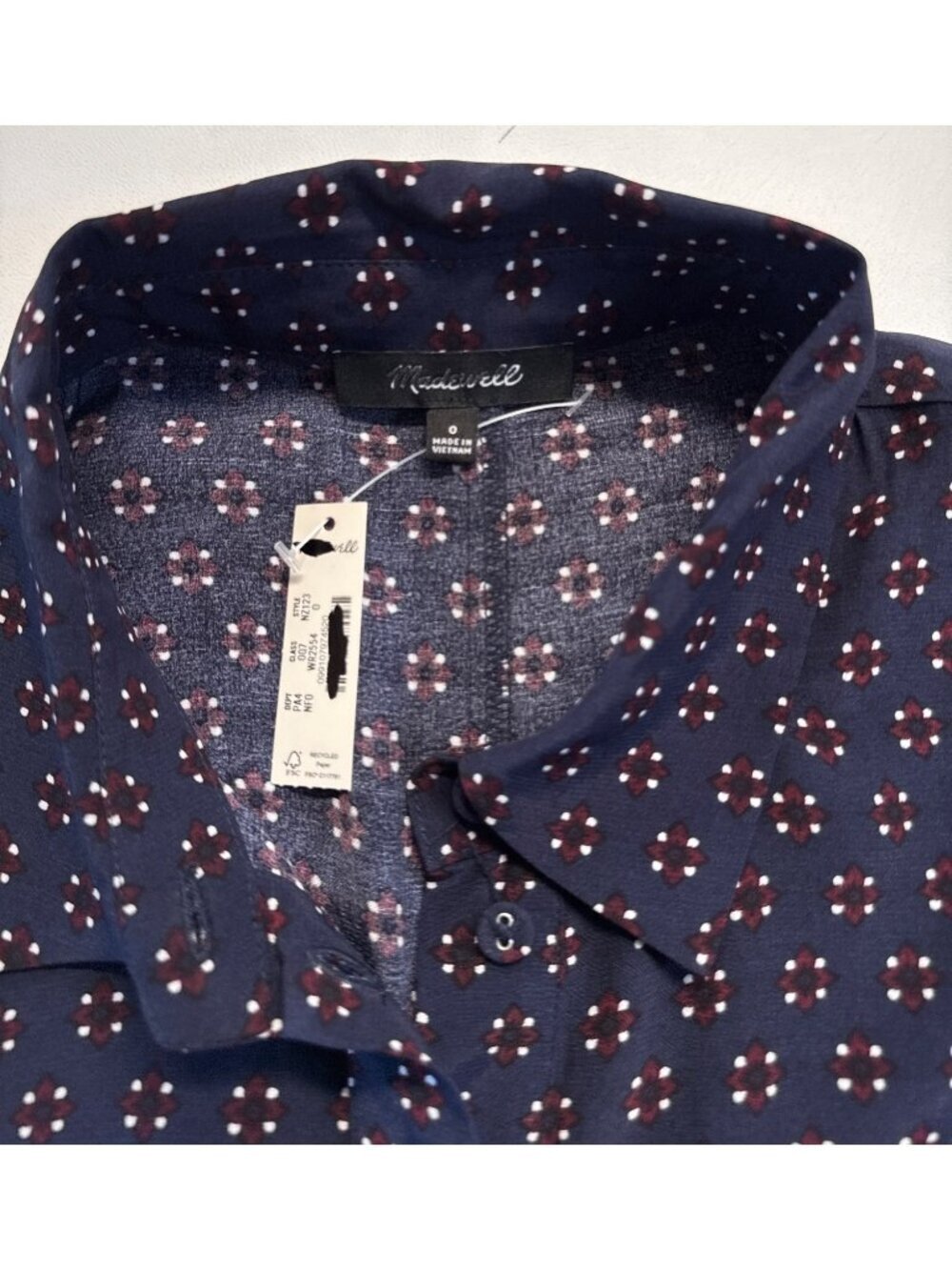 Madewell Ruched Midi Shirtdress~Size 0~Navy Foulard Easy Fit Print NWT L5 10 - Picture 8 of 9